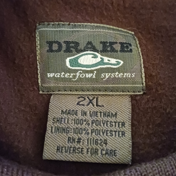 Drake Waterfowl Systems Pullover Mens size 2xl Brown Camo Fleece Hunting Outdoor - Picture 4 of 6